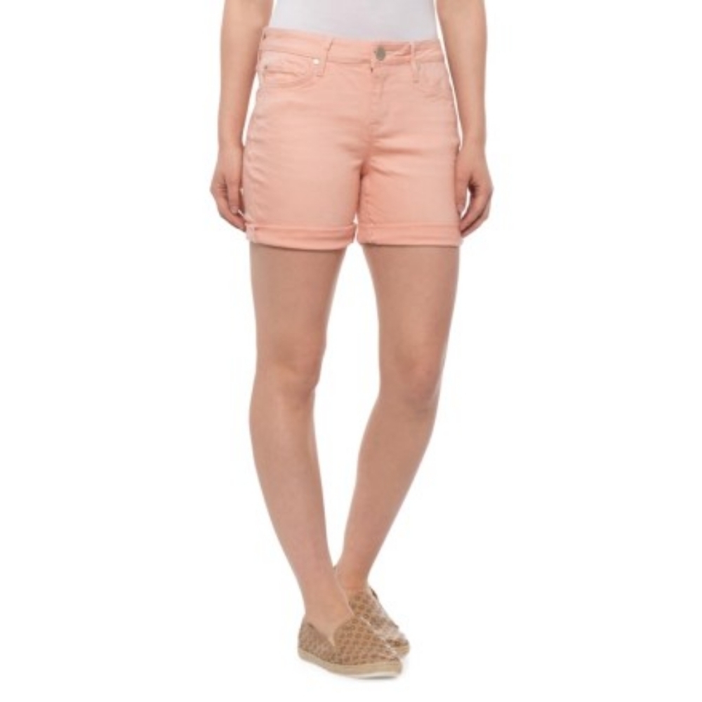 Seven7 Coral Pink Denim Shorts Roll Up